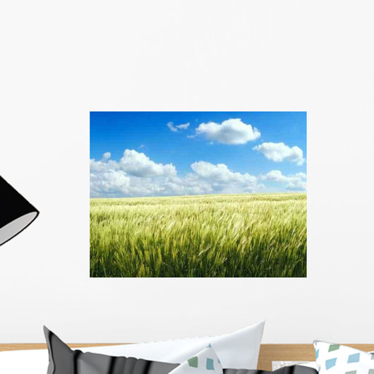 Barley Field over Blue Wall Decal