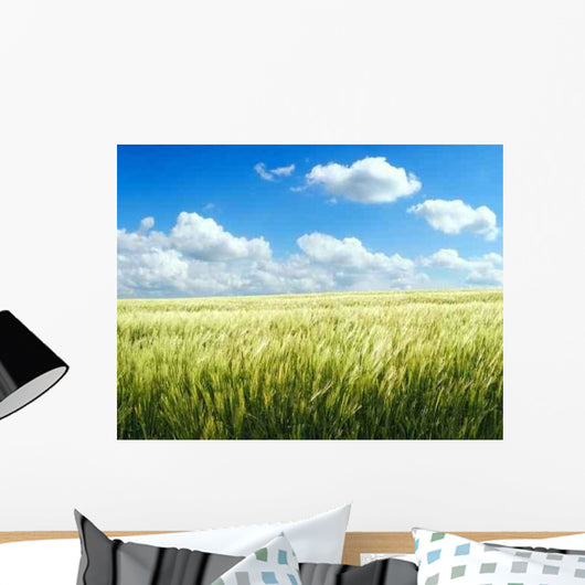 Barley Field over Blue Wall Decal