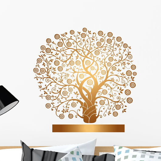 Vector Gold Tree Wall Decal Wallmonkeys