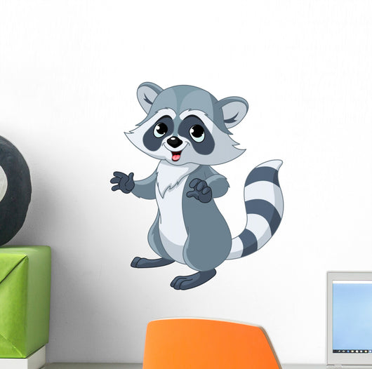 Funny cartoon raccoon Wall Decal