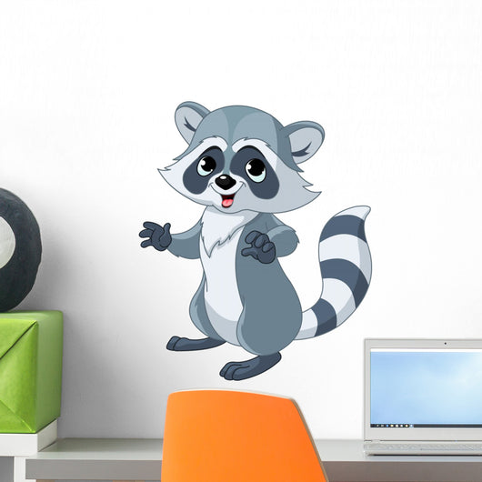 Funny cartoon raccoon Wall Decal