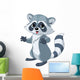 Funny cartoon raccoon Wall Decal