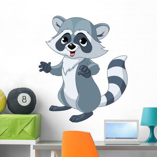 Funny cartoon raccoon Wall Decal