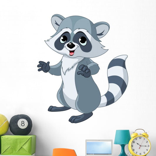 Funny cartoon raccoon Wall Decal