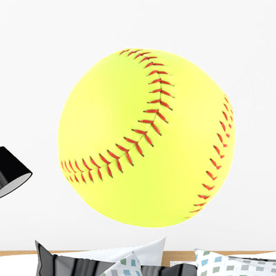 Softball Wall Decal shown on a wall