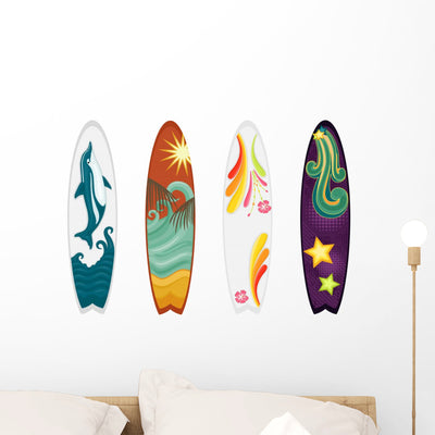Surfboards Set Four shown on a wall