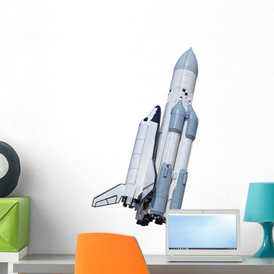 Spaceship Buran Wall Decal shown on a wall