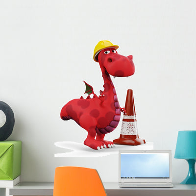 Red Hot Baby Dragon Wall Decal shown on a wall