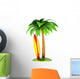 Surfboard Palm Tree and Island Stylized Summer Composition Wall Decal