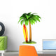 Surfboard Palm Tree and Island Stylized Summer Composition Wall Decal