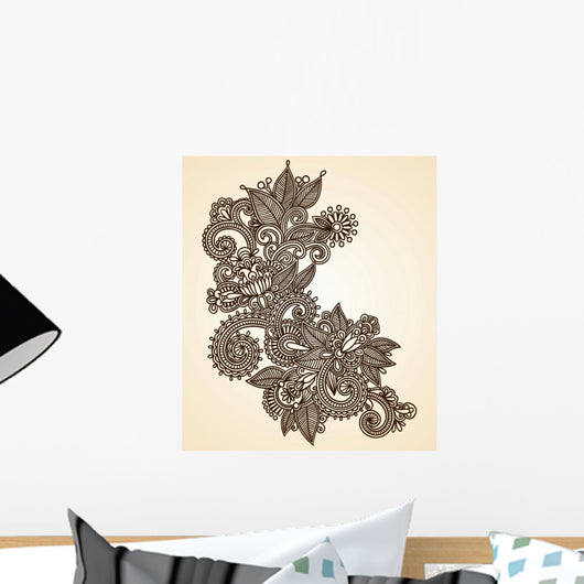 Hand-Drawn Abstract Henna Mendie Design Element Wall Decal
