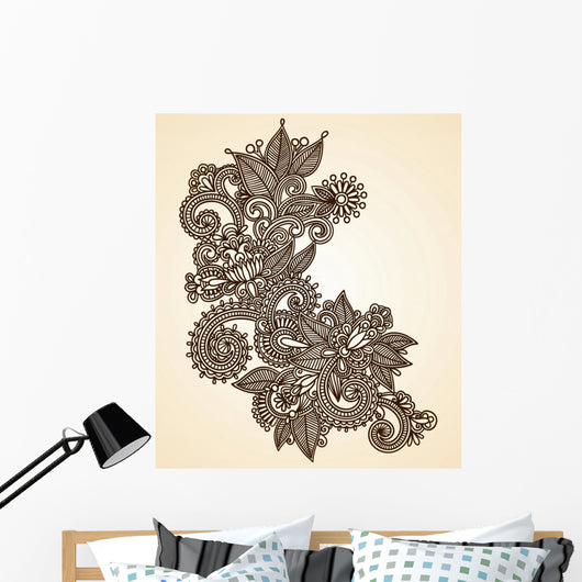 Hand-Drawn Abstract Henna Mendie Design Element Wall Decal