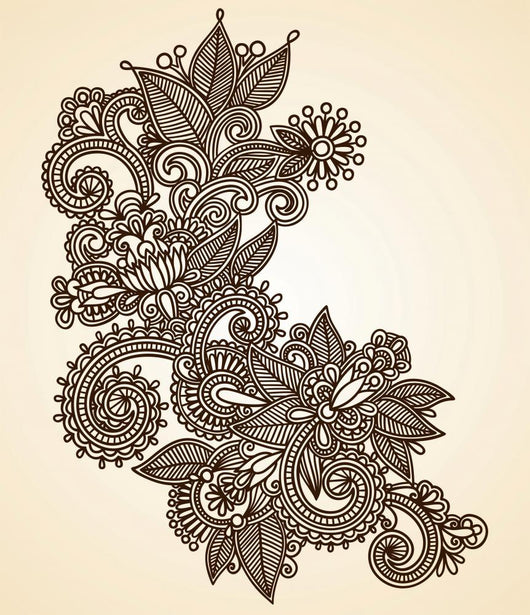 Hand-Drawn Abstract Henna Mendie Design Element Wall Decal