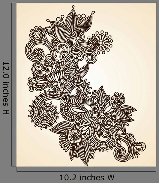 Hand-Drawn Abstract Henna Mendie Design Element Wall Decal