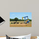 Oil Well Pumper and Brahma Cattle in West Texas. Wall Mural
