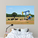 Oil Well Pumper and Brahma Cattle in West Texas. Wall Mural