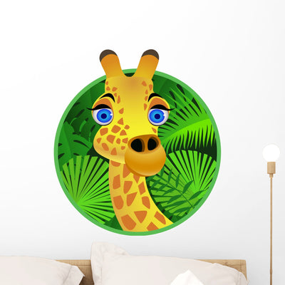 Giraffe Wall Decal shown on a wall