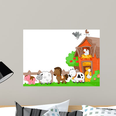 Farm Animals shown on a wall