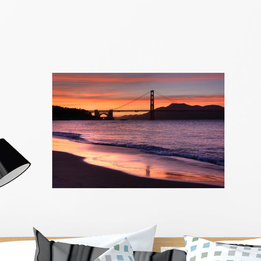 golden gate bridge, san francisco at sunset Wall Mural