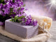 natural flower soap with scrub sponge Wall Mural