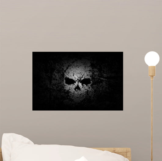 Grunge Skull Dark Background Wall Mural