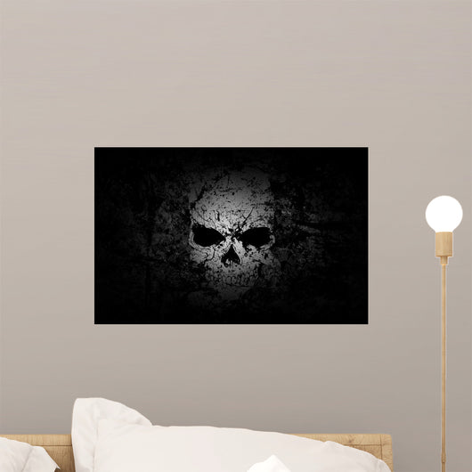 Grunge Skull Dark Background Wall Mural