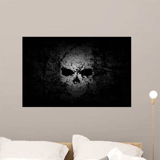 Grunge Skull Dark Background Wall Mural