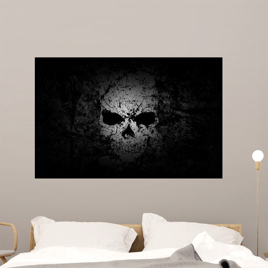 Grunge Skull Dark Background Wall Mural