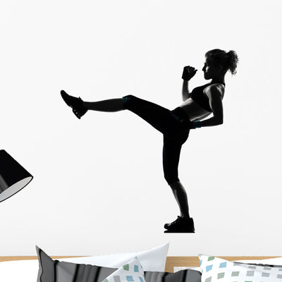 Woman Workout Fitness Posture Wall Decal shown on a wall