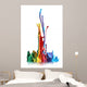 Colorful paint splashing isolated on white Wall Decal