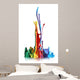 Colorful paint splashing isolated on white Wall Decal