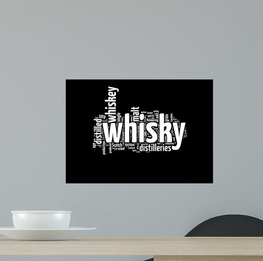 Whisky word collage isolated on black Wall Mural