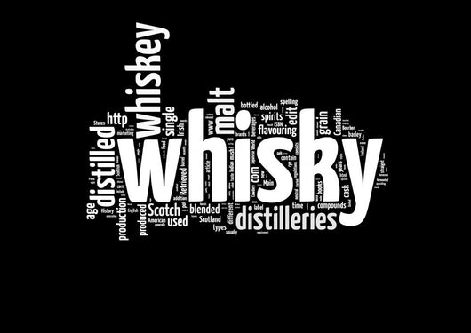Whisky word collage isolated on black Wall Mural