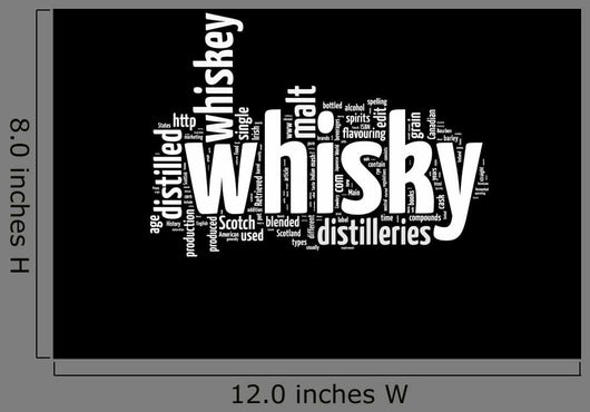 Whisky word collage isolated on black Wall Mural