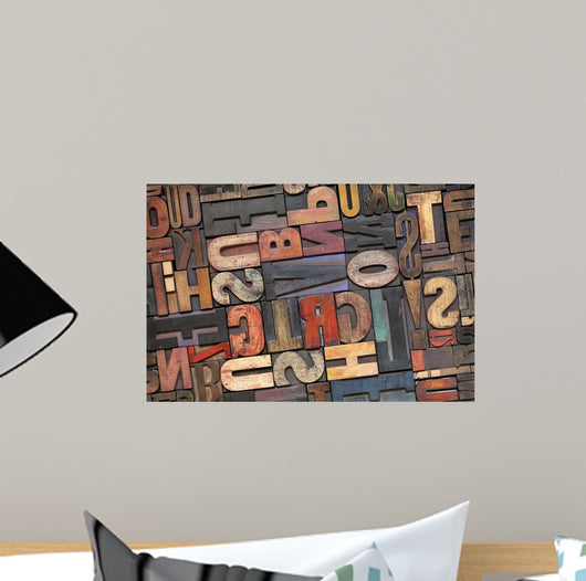 Letterpress Wood Type With Ink Patina Wall Mural