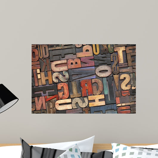 Letterpress Wood Type With Ink Patina Wall Mural