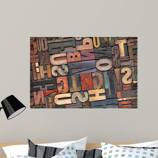 Letterpress Wood Type With Ink Patina Wall Mural