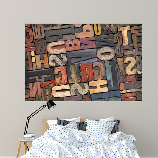 Letterpress Wood Type With Ink Patina Wall Mural