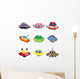 Ufo Spaceship Icon Set Wall Decal