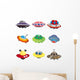 Ufo Spaceship Icon Set Wall Decal