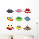 Ufo Spaceship Icon Set Wall Decal