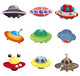 Ufo Spaceship Icon Set Wall Decal