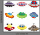 Ufo Spaceship Icon Set Wall Decal
