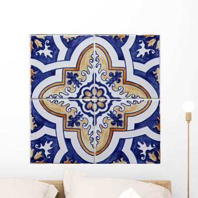 Lisbon Azulejos Wall Decal Design 2 shown on a wall