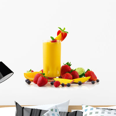 Mango Smoothie Wall Decal shown on a wall