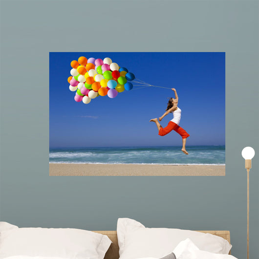 Jumping with Balloons Wall Decal