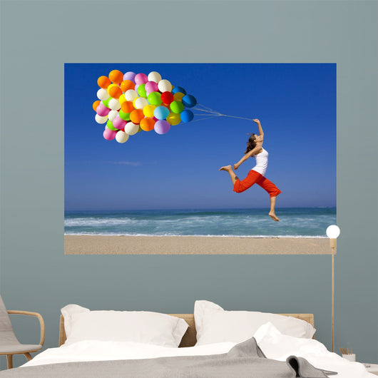 Jumping with Balloons Wall Decal