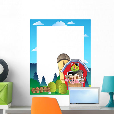 Country Frame with Red Wall Decal Design 2 shown on a wall