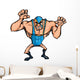 Angry Cartoon Wrestler with Wall Decal