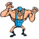 Angry Cartoon Wrestler with Wall Decal